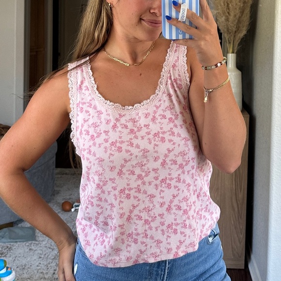 LoveShackFancy x Gap Ribbed Floral Tank - Picture 1 of 6